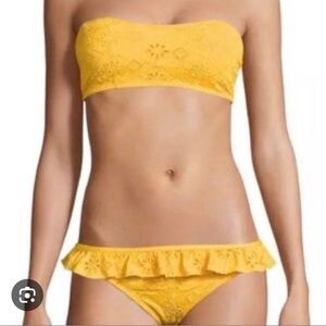 Kate Spade sz small saffron eyelet bandeau bikini